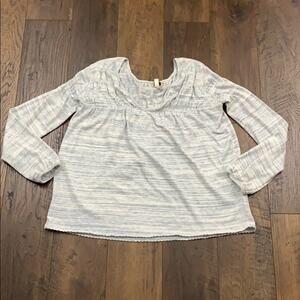 Free People Heathered Blue/White Long Sleeve Top